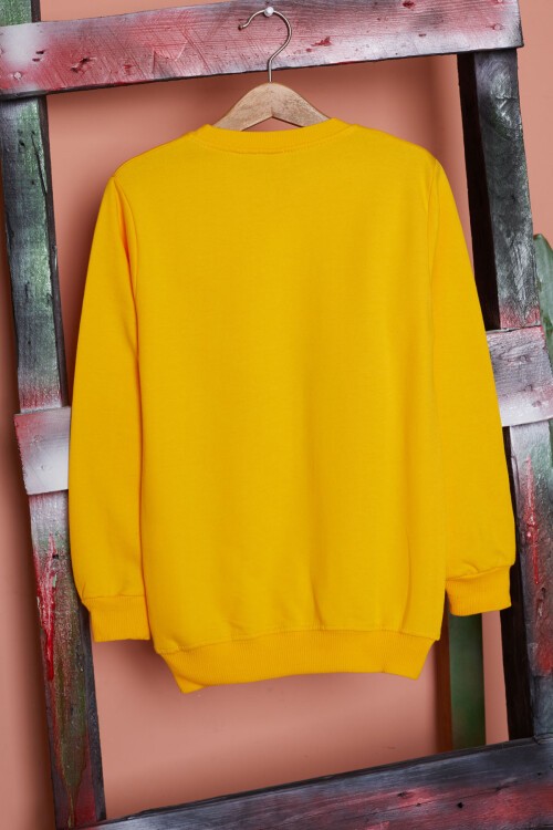 Sarı Çiçekli Tavşan Baskılı Kız Çocuk Sweatshirt 17277