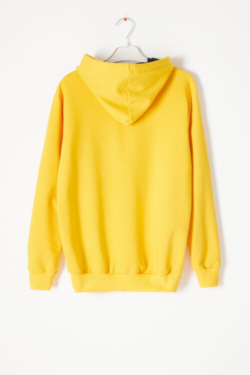 Sarı Kanguru Cepli Kapüşonlu Unisex Çocuk Sweatshirt 16786