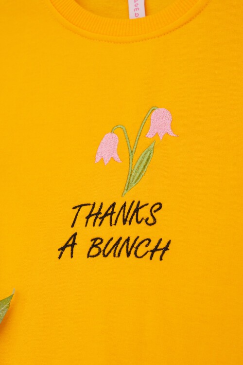 Sarı Lale Nakışlı Kız Çocuk Kız Çocuk Sweatshirt 17213