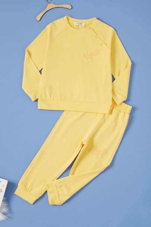 Sarı Little King Baskı Erkek Bebek Takım 17314