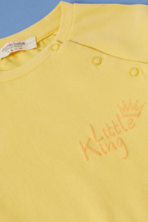 Sarı Little King Baskı Erkek Bebek Takım 17314