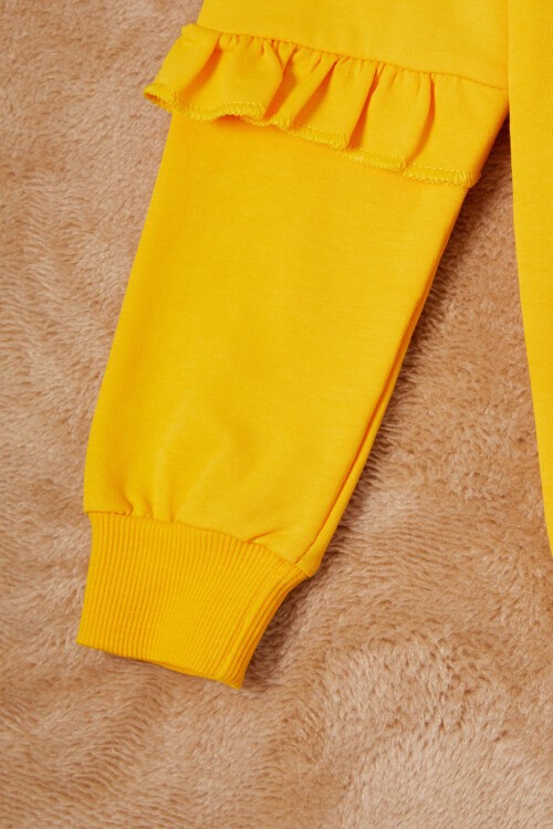 Sarı Papatya Baskılı Kız Çocuk Sweatshirt 16612