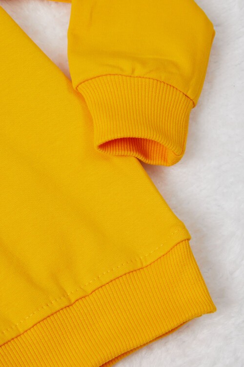 Sarı Tavşan Nakışlı Yazılı Kız Çocuk Sweatshirt 16949