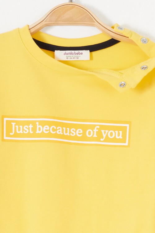 Sarı Yazı Baskılı Erkek Bebek Eşofman Takımı 17326