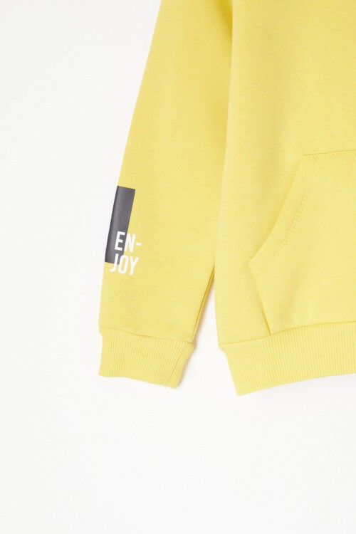 Sarı Yazı Baskılı Kapşonlu Hırkalı Erkek Çocuk Eşofman Takımı 16750