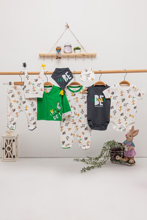 Sevimli Hayvanlar Desenli 8li Bebek Hastane Çıkışı Seti 16881