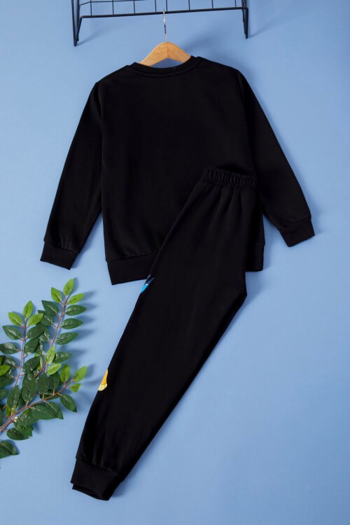 Siyah Aslan Kral Baskılı Erkek Çocuk Eşofman Takımı 17267