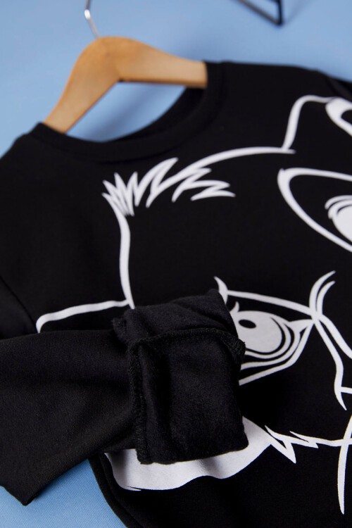 Siyah Aslan Kral Baskılı Erkek Çocuk Eşofman Takımı 17267