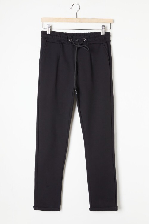 Siyah Beli Lastikli Duble Paça Erkek Çocuk Eşofman Altı 16529