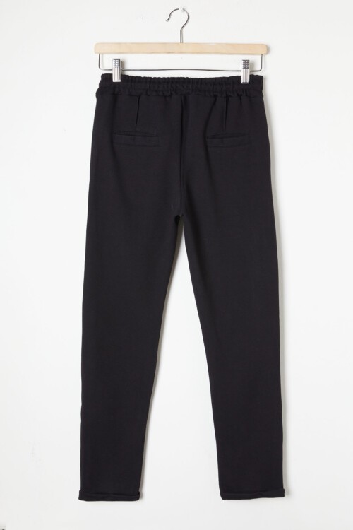 Siyah Beli Lastikli Duble Paça Erkek Çocuk Eşofman Altı 16529