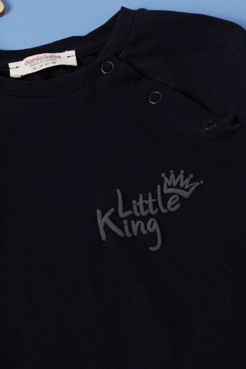 Siyah Little King Baskı Erkek Bebek Takım 17311