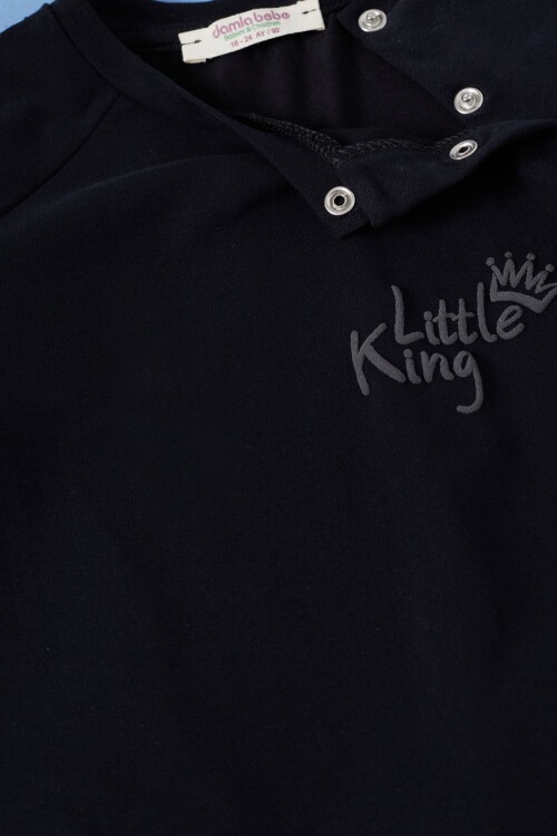 Siyah Little King Baskı Erkek Bebek Takım 17311