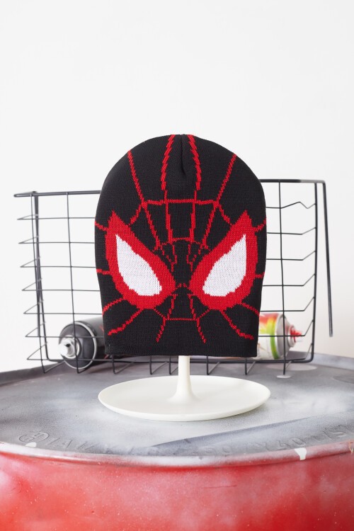 Siyah Örümcek Adam Desenli Erkek Çocuk Bere 17246