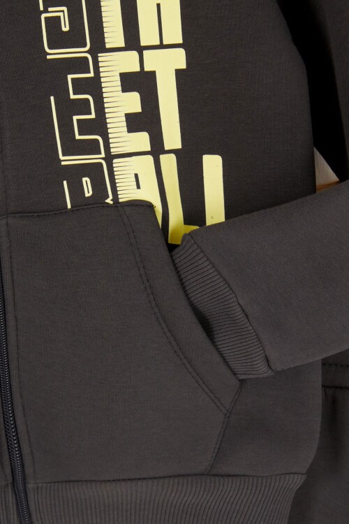 Siyah Street Baskılı Erkek Çocuk Şardonlu Eşofman Takımı 16957