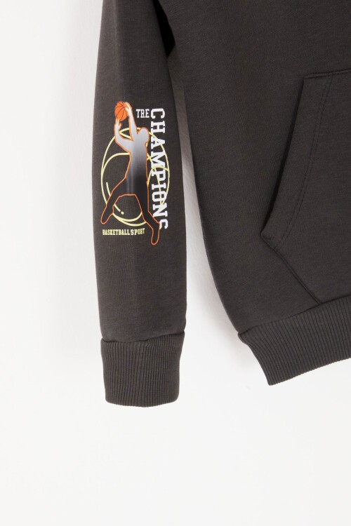 Siyah Street Baskılı Erkek Çocuk Şardonlu Eşofman Takımı 16957