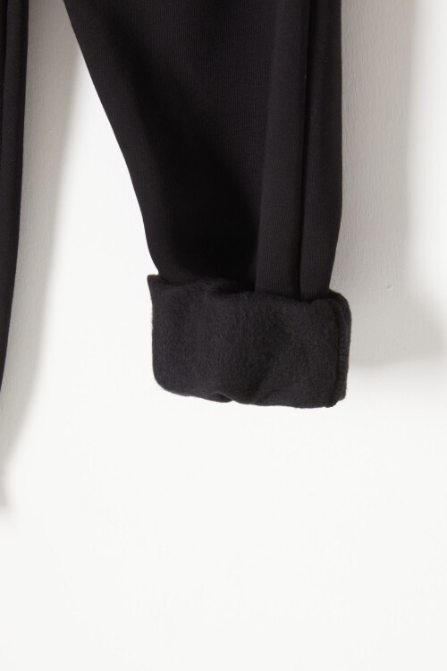 Siyah Üç İplik Şardonlu Beli Lastikli Çocuk Eşofman Altı 16760