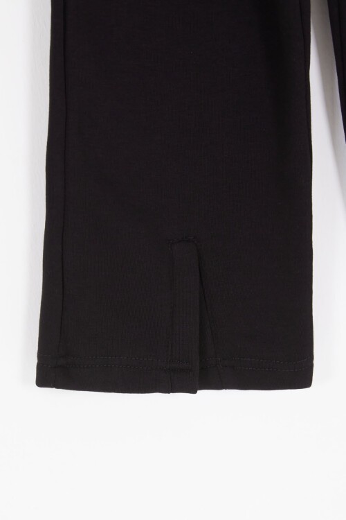 Siyah Yırtmaçlı Hırkalı Kız Çocuk Polarlı Eşofman Takımı 16457