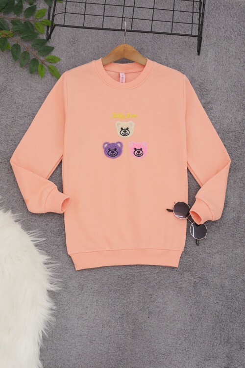 Somon Ayıcık Nakışlı Kız Çocuk Kız Çocuk Sweatshirt 17201