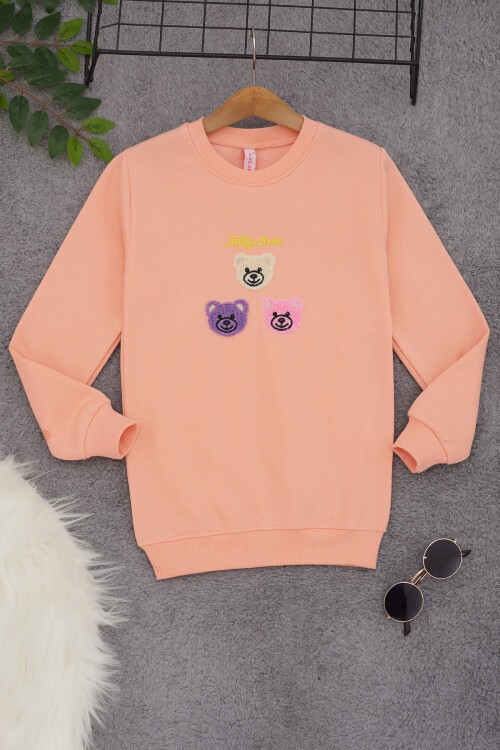 Somon Ayıcık Nakışlı Kız Çocuk Kız Çocuk Sweatshirt 17201