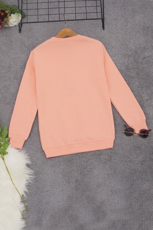 Somon Ayıcık Nakışlı Kız Çocuk Kız Çocuk Sweatshirt 17201