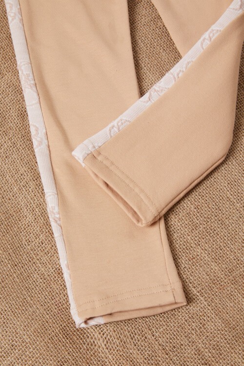 Somon Çiçek Desenli Dantel Yakalı Kız Takım 16635