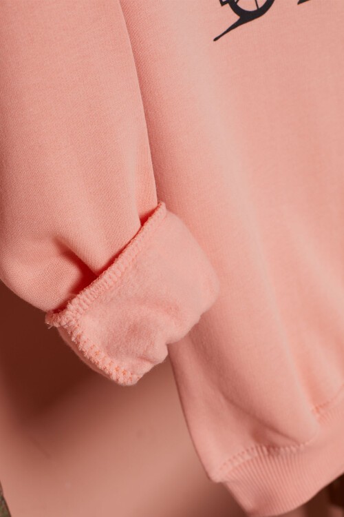 Somon Çiçekli Tavşan Baskılı Kız Çocuk Sweatshirt 17278