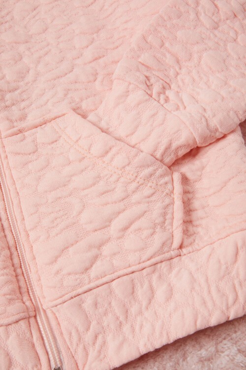 Somon Kız Çocuk Kapitone Desenli Kapüşonlu Fermuarlı Hırka 16605