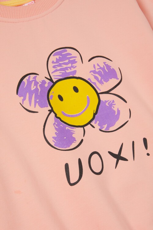 Somon Papatya Baskılı Kız Çocuk Sweatshirt 17014