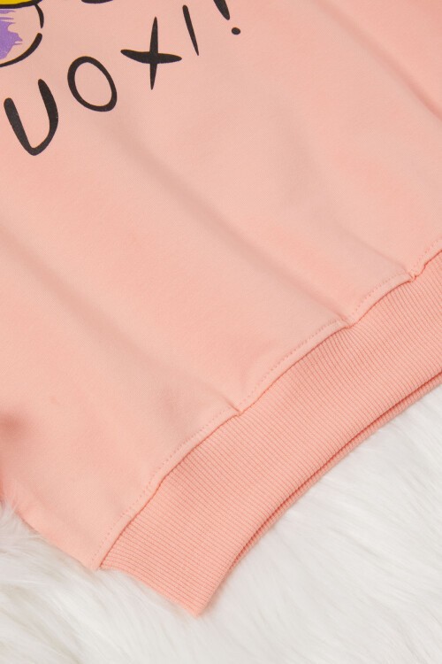 Somon Papatya Baskılı Kız Çocuk Sweatshirt 17014