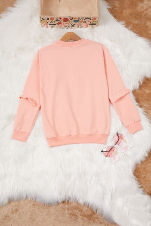 Somon Papatya Baskılı Kız Çocuk Sweatshirt 17014