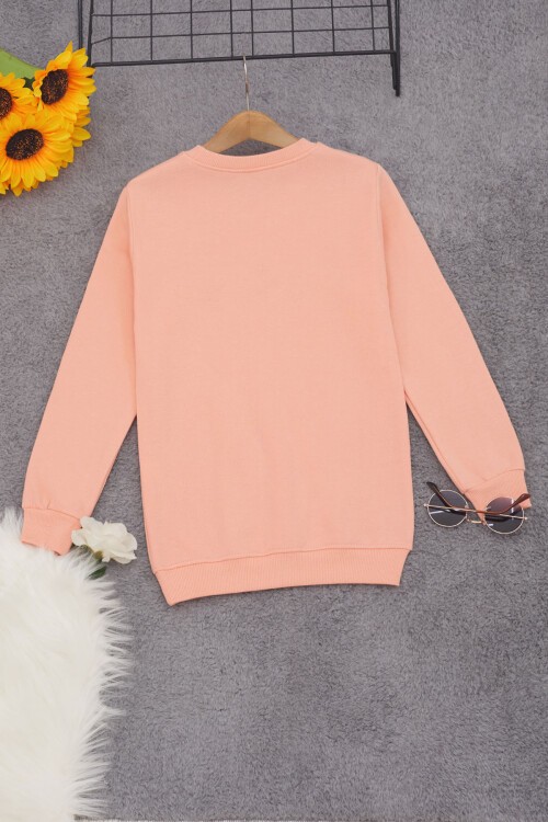 Somon Papatya Nakışlı Kız Çocuk Kız Çocuk Sweatshirt 17202