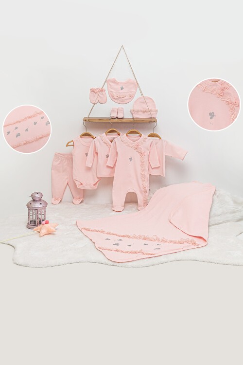 Somon Simli Kelebek Baskılı 10lu Bebek Hastane Çıkışı Seti 17138