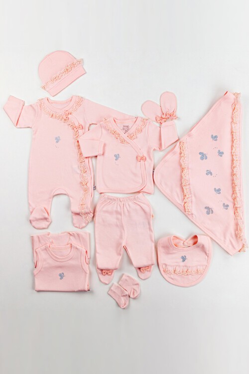 Somon Simli Kelebek Baskılı 10lu Bebek Hastane Çıkışı Seti 17138