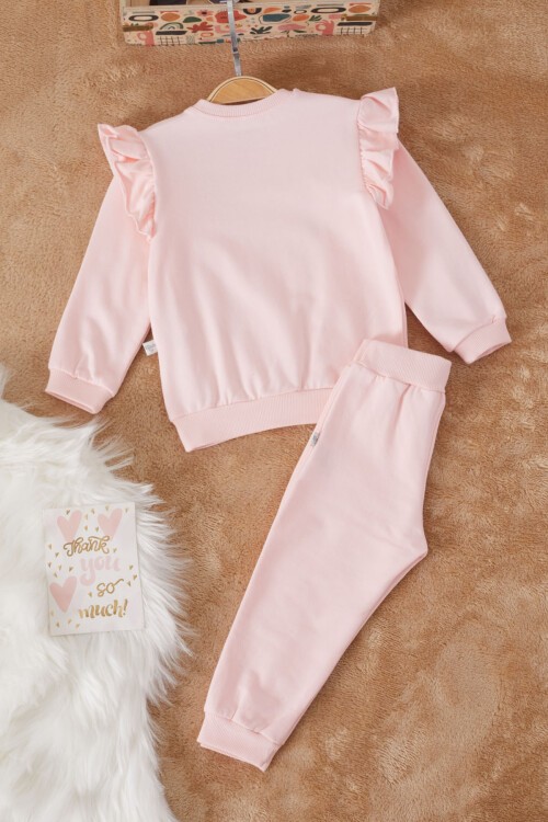 Somon Smile Baskılı Volanlı Kız Bebek Takımı 17176