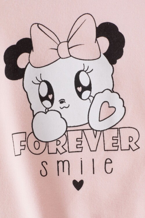 Somon Smile Baskılı Volanlı Kız Bebek Takımı 17176