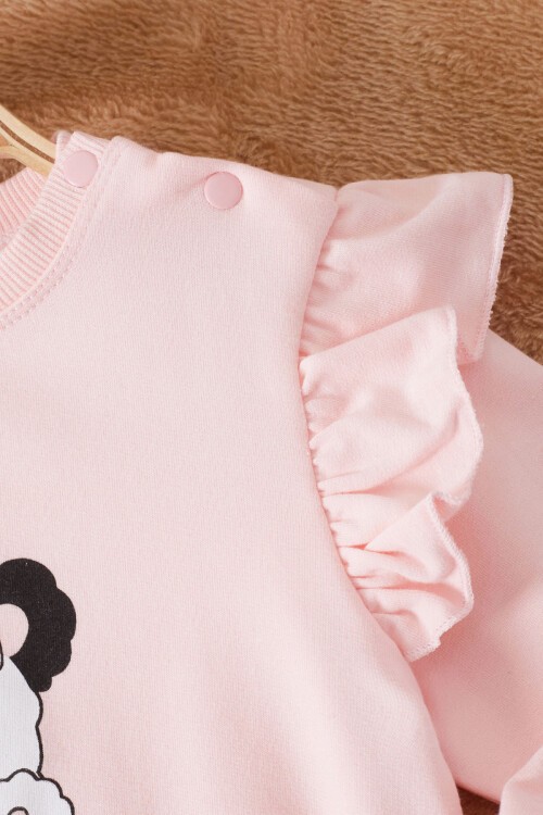 Somon Smile Baskılı Volanlı Kız Bebek Takımı 17176