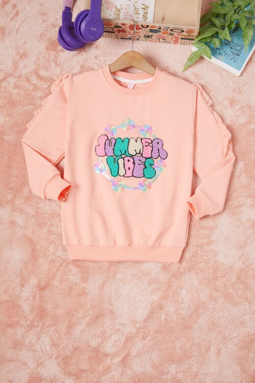 Somon Summer Yazı Nakışlı Kız Çocuk Sweatshirt 16586