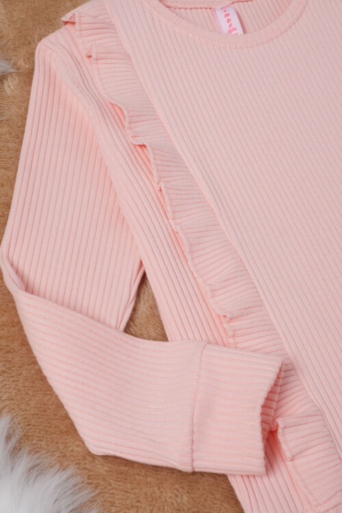 Somon Yırtmaçlı Önü Fırfırlı Kız Çocuk Takım 17182