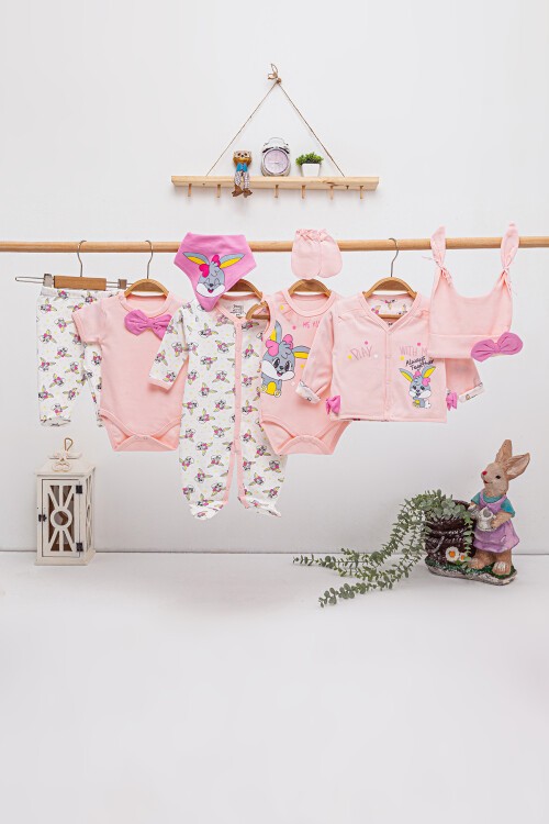 Tavşan Baskılı 8li Bebek Hastane Çıkışı Seti 16879