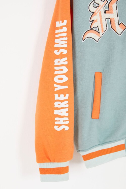 Turuncu Girl Yazı Baskılı Kapüşonlu Şardonlu Kolej Eşofman Takım 17071