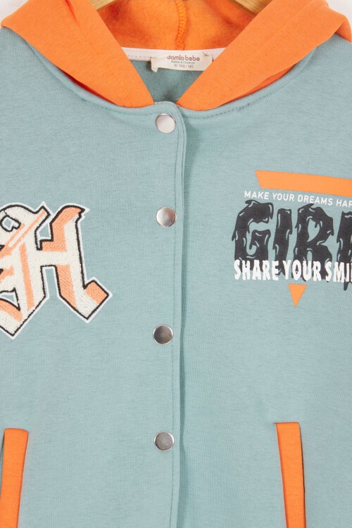 Turuncu Girl Yazı Baskılı Kapüşonlu Şardonlu Kolej Eşofman Takım 17071