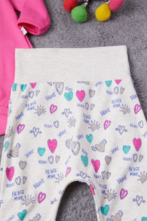 Unicorn Baskılı Çıtçıtlı Badili Şapkalı Kız Bebek Takım 16721