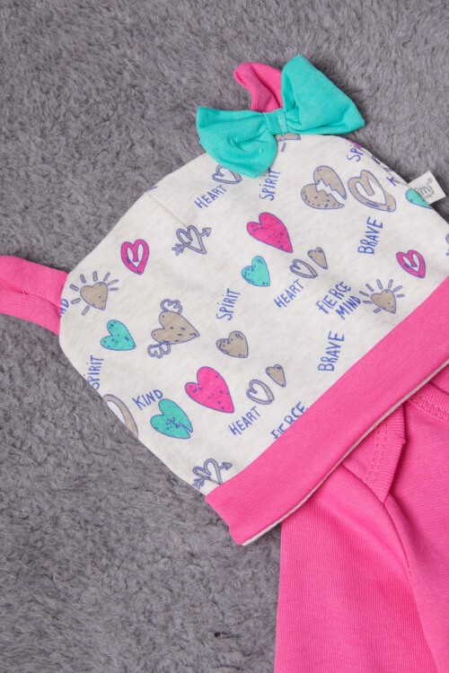 Unicorn Baskılı Çıtçıtlı Badili Şapkalı Kız Bebek Takım 16721