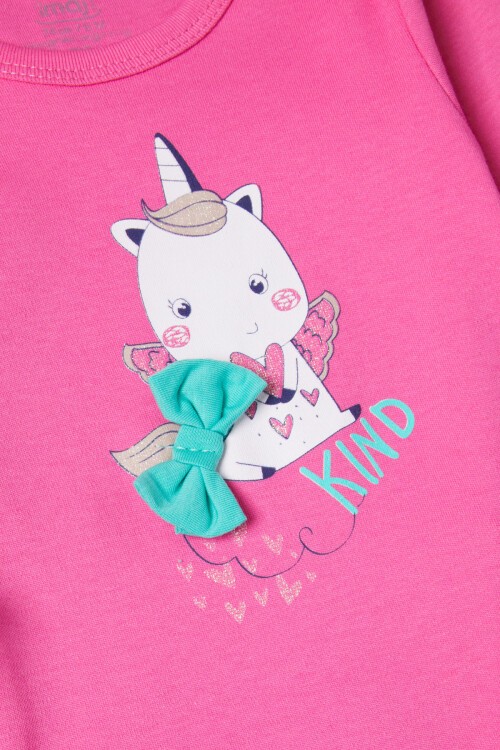 Unicorn Baskılı Çıtçıtlı Badili Şapkalı Kız Bebek Takım 16721