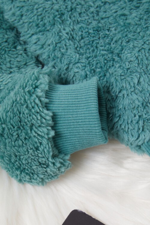 Yeşil Ayıcık Nakışlı Erkek Bebek Peluş Eşofman Takımı 17161