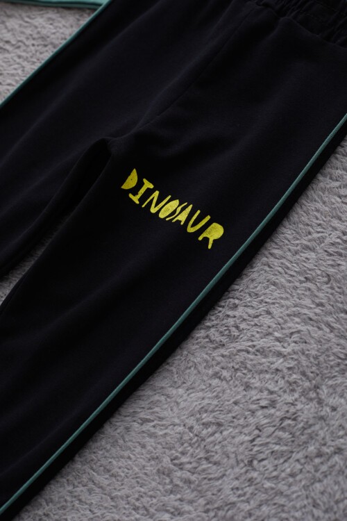 Yeşil Dinozor Baskılı Cepli Erkek Bebek Eşofman Takımı 17321