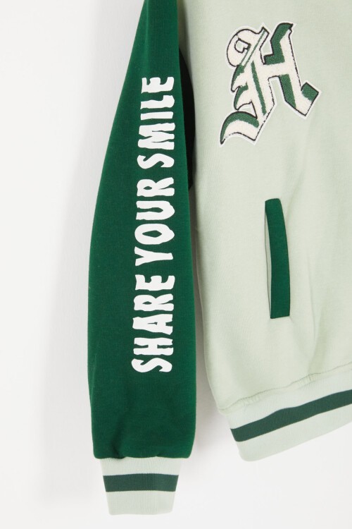 Yeşil Girl Yazı Baskılı Kapüşonlu Şardonlu Kolej Eşofman Takım 17072