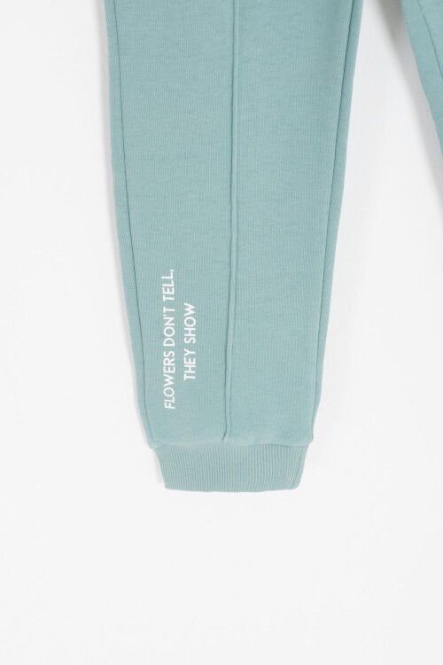 Yeşil Harf Nakışlı Kolej Ceketli Kız Çocuk Şardonlu Eşofman Takımı 16825