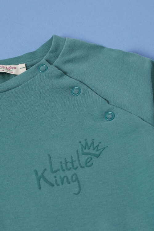 Yeşil Little King Baskı Erkek Bebek Takım 17313
