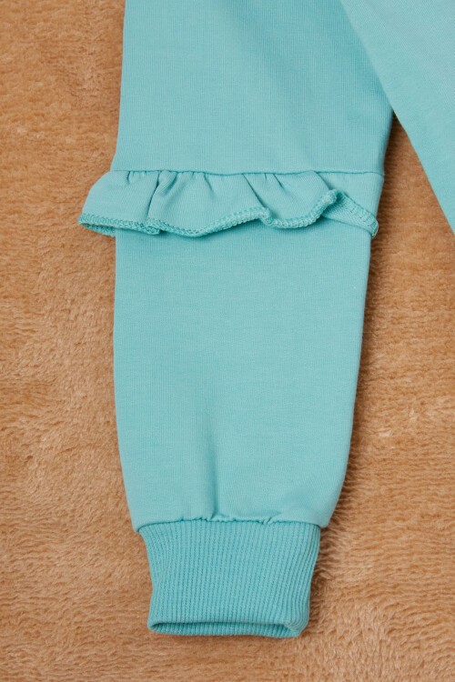 Yeşil Papatya Baskılı Kız Çocuk Sweatshirt 16610